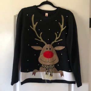 Walmart Ugly Christmas Sweater Reindeer with Pearls